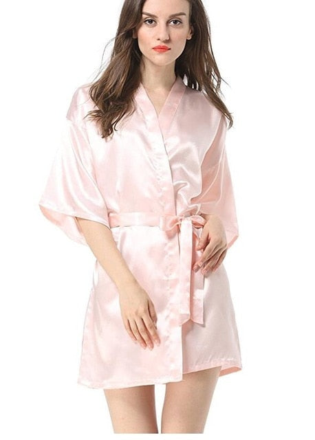 New Black Chinese Women's  Silk Robe Bathrobe Hot Sale Kimono Yukata Yukata Solid Color Pajamas