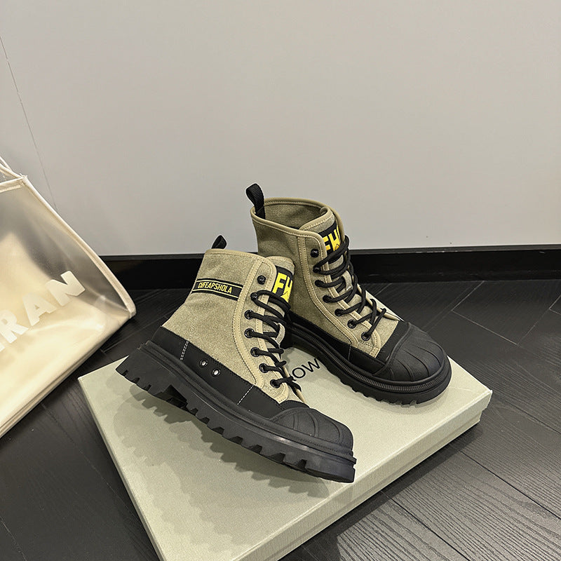 Summer new  boots women's Korean version tooling boots outdoor hiking boots leather lace breathable casual trendy boots