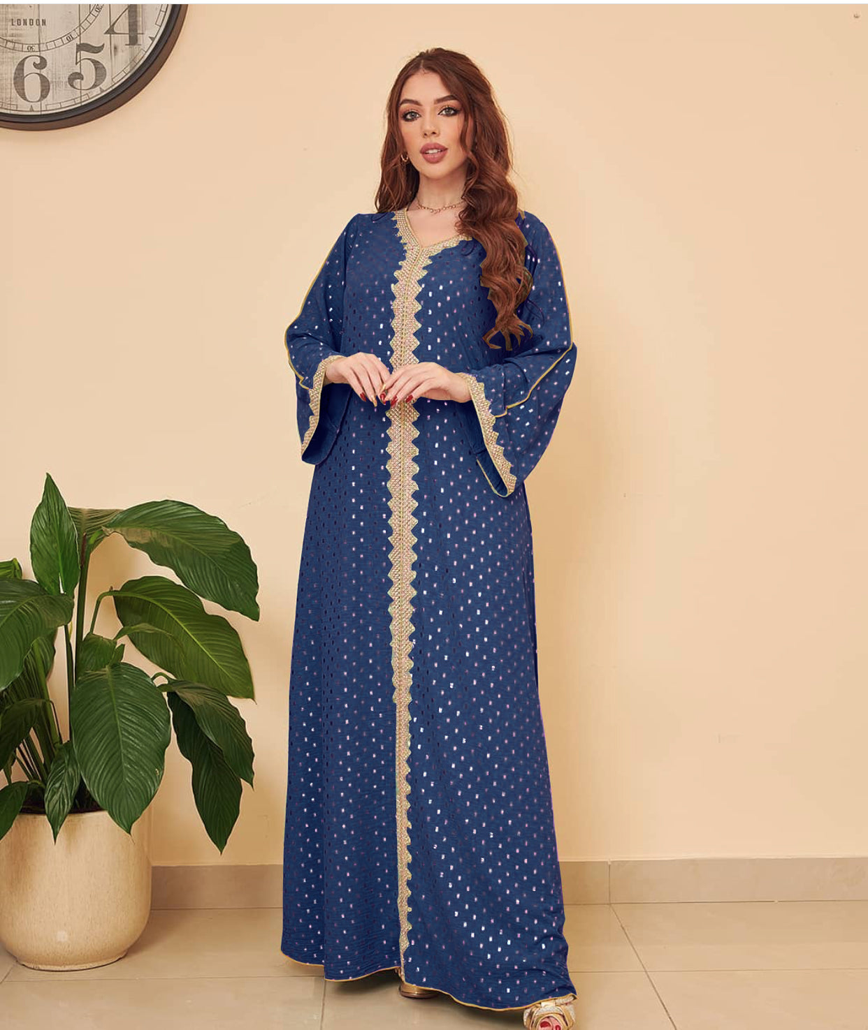 Bronzing Large Skirt Dress Muslim Dubai Lace Gold Print Robe Women Turkish Moroccan Robe Middle East Muslim Women