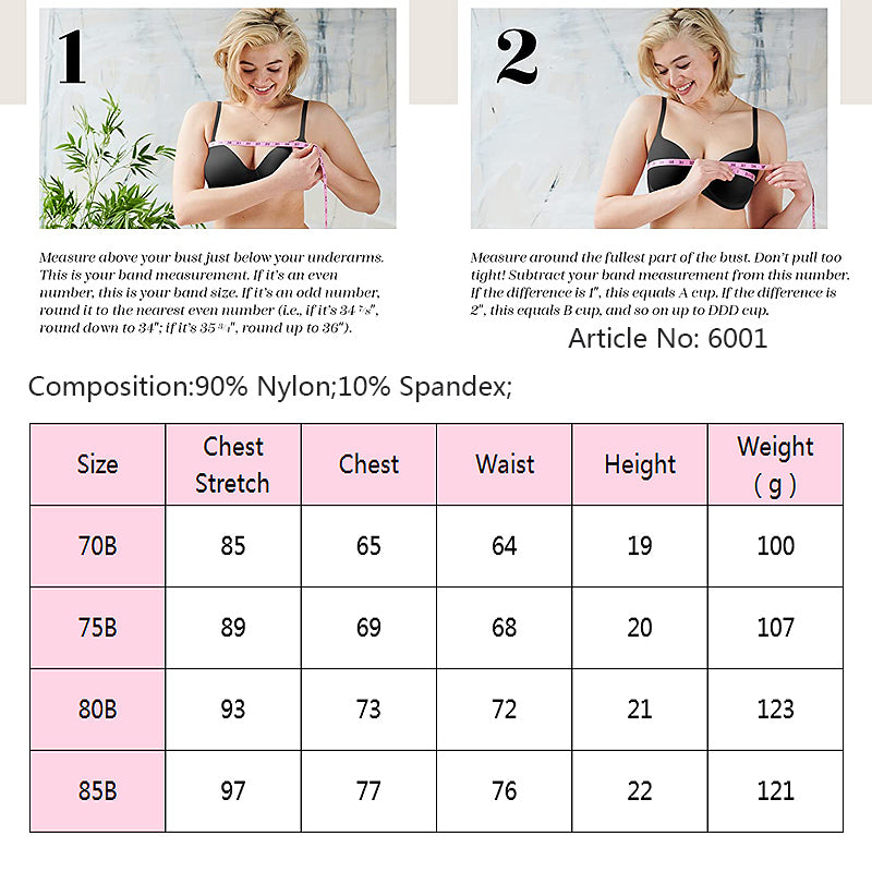 Ladies Sexy Seamless Underwire Bra Set Push Up  Underwear 3/4 Cup Comfortable Medium Mold Cup Bra