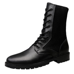 Autumn  boots men's  -top leather boots men's tooling boots mesh leather boots combat military boots winter plus size 50