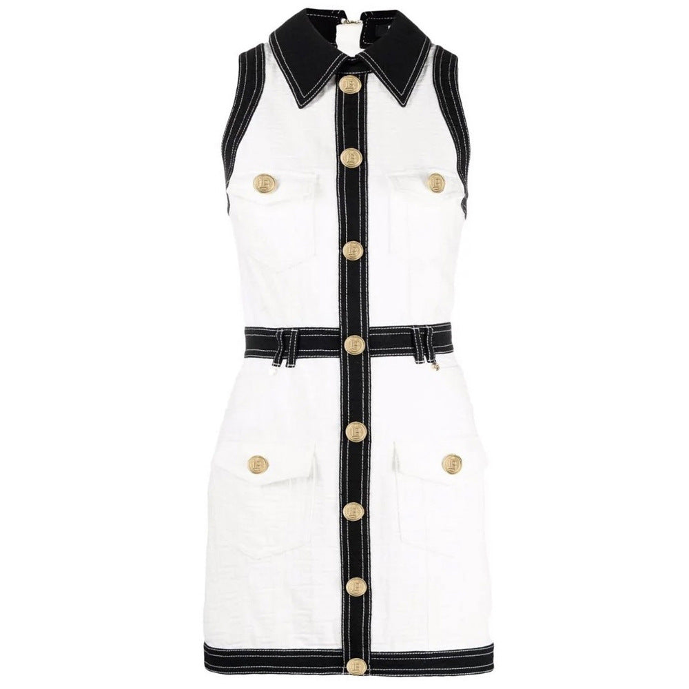 Fashion New Product   Jacquard Denim Sleeveless Rivet Ladies Dress