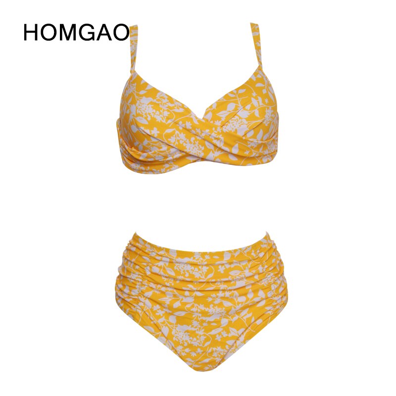 HOMGAO Vintage Print Bikinis Women's Swimsuit 2022 New Push Up Swimwear Sexy  Waist Two Piece Bathing Suit L-4XL Female Set