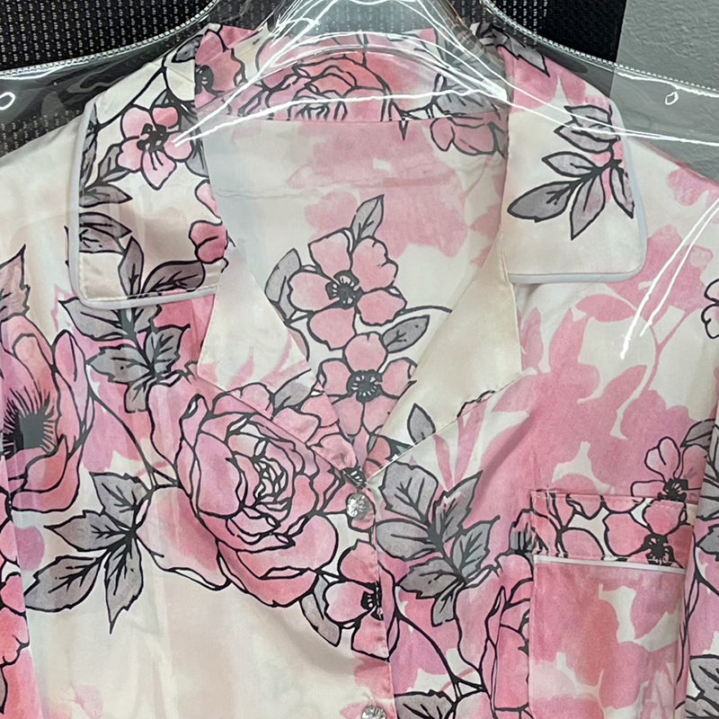 Summer Ladies Comfortable Luxurious Pajamas Long Sleeve Homewear Simulated Silk Suit