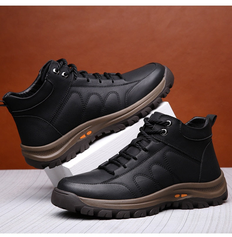 Men Cotton Shoes Hiking Snow Ankle Boots  Plus Velvet Warm Casual Short Boots Winter Work Sneakers High Top Non-slip Footwear