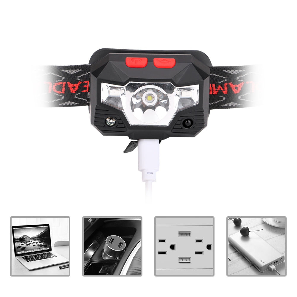 Outdoor LED mini sensor headlights illuminators USB rechargeable strong headlights waved sensor lights night fishing lights