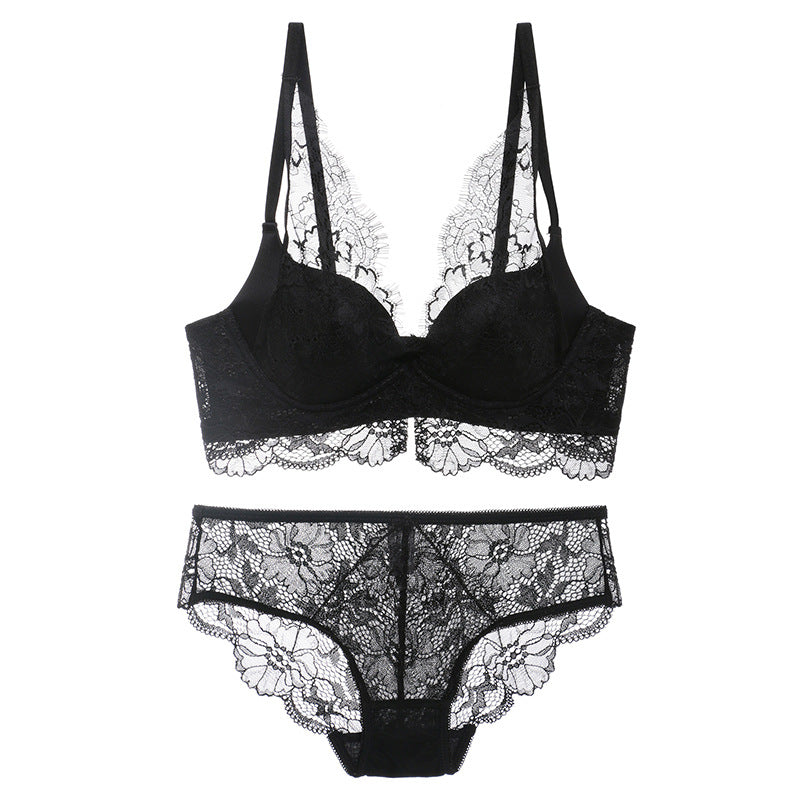 New style sexy lace  underwear set, comfortable medium-thick cup gathers, adjustable small-breasted women's bra, French   style