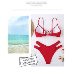 Womens bikini, red bikini for women, cupshe, triangle bikini top