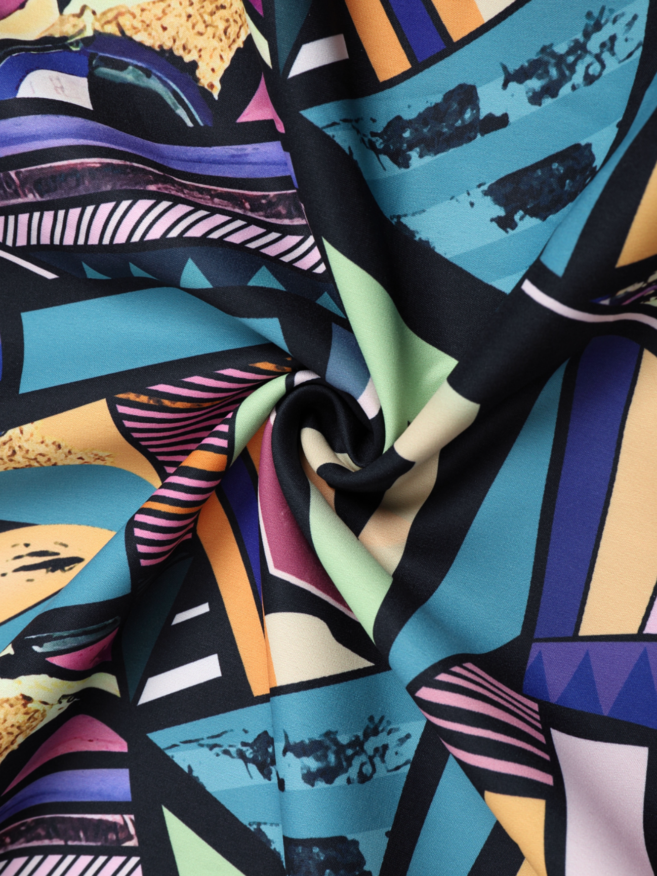 Multicolored Geometric Print Sleeveless Dress