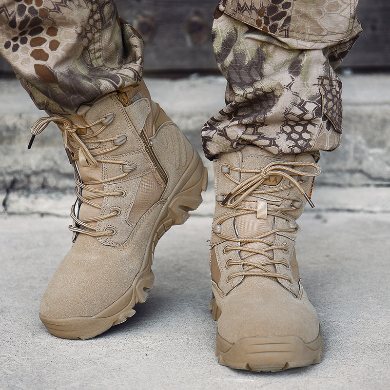 Outdoor hiking, motorcycle, men's shoes, locomotive, assault shoes, military boots, special forces, field long, combat boots, desert