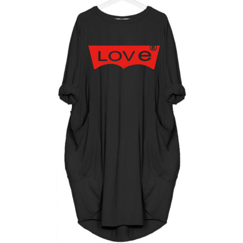 LOVE white Edge line color is random Primer Large size Easy long-sleeved Autumn and winter New trend Irregular