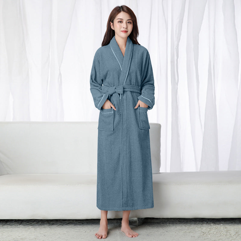 Cotton Waffle Bathrobes Men And Women Couples Absorbent Bathrobes Hotel Nightgown Bathrobe Lounge Negligee Sleepwear Plus Size  Bathrobe
