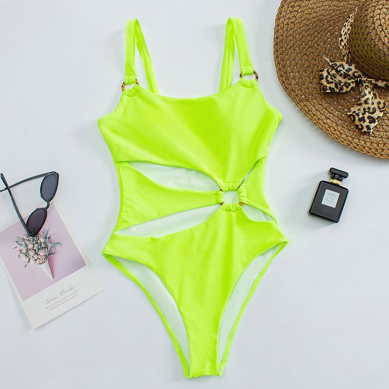 2023 new thin swimsuit female cross-border Amazon European and American solid color  cross-border foreign trade