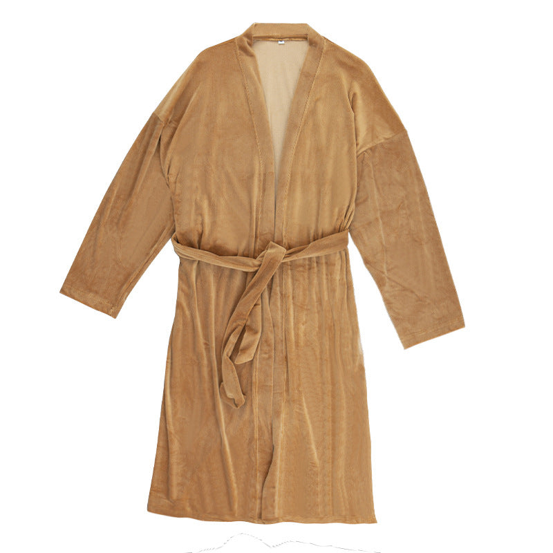 New style pajamas women autumn and winter long-sleeved cardigan women's nightgown solid color home service women