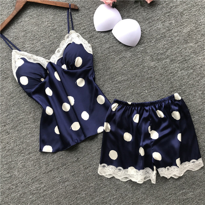 Sexy Ladies Sexy Lingerie Big Polka Dot Ladies Sling Pajamas Home Service Set