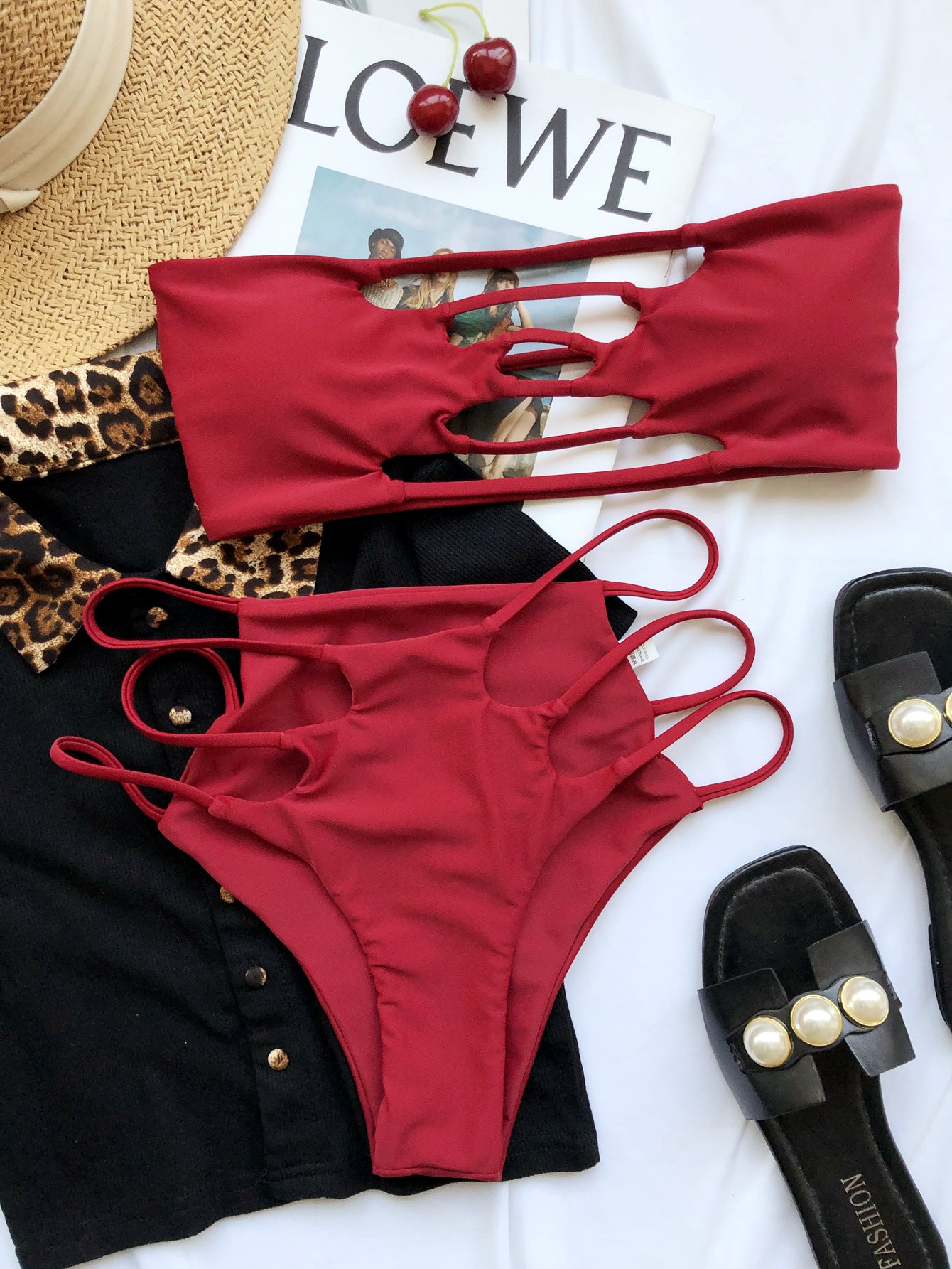 New style wrapped chest   European and American solid color split swimwear