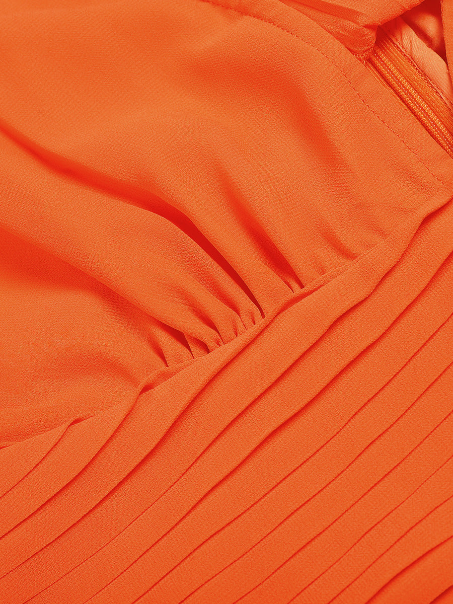 Multicolor Elegant Chiffon Scarf Neck Flowy Dress