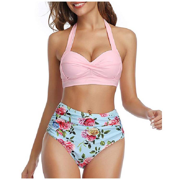 Leaf Print Bikini 2020 Female Swimsuit Women Swimwear Thong Push Up Bikinis Set High Waist Swimming Suits for Bathing Suit