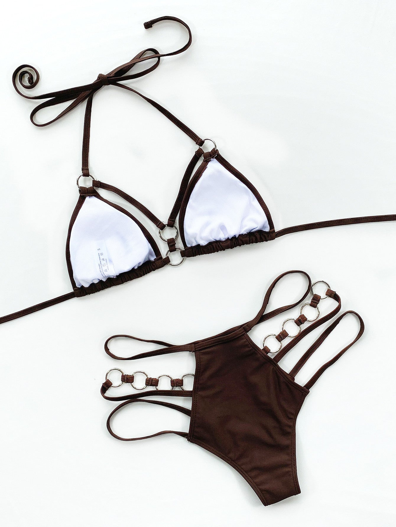 Swimsuit women's two-piece swimsuit triangle rim Sexy halter bikini set Solid swimsuit new bathing suits swimwear