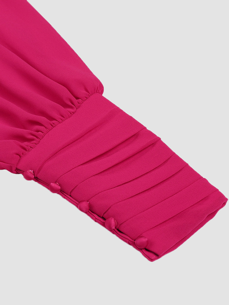 Rose Red Elegant Hot Diamond Neckline Waist  Dress