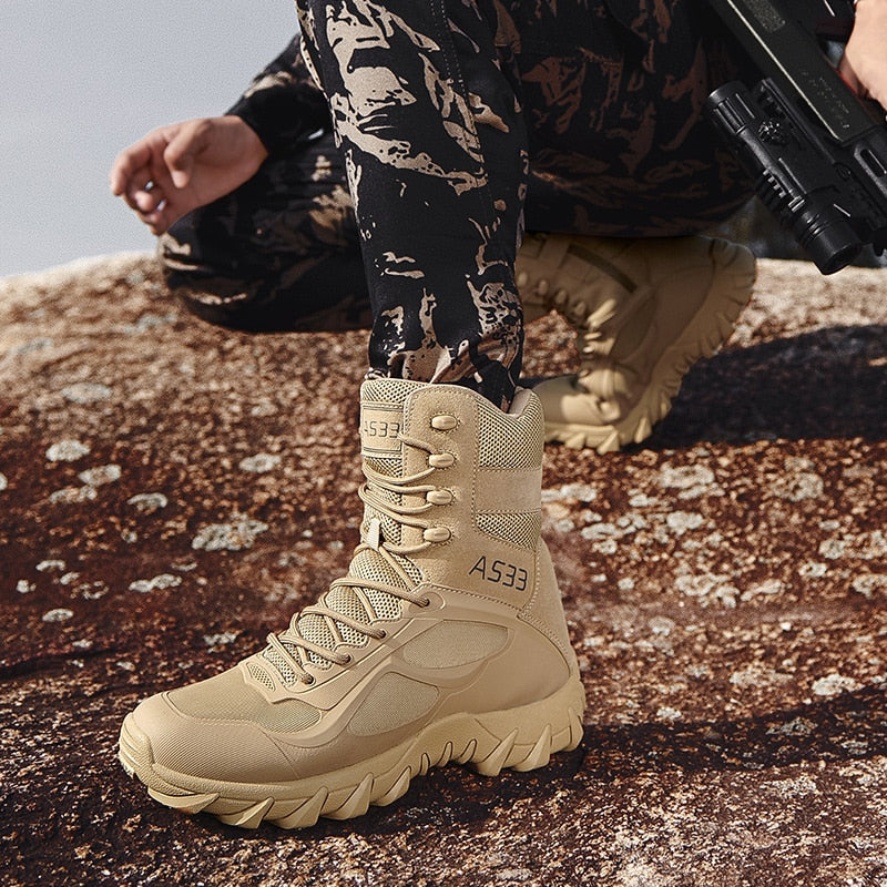 New Men's    Military Leather Boots Special Forces Tactical Desert Combat Men's Boots Outdoor Shoes  Boots