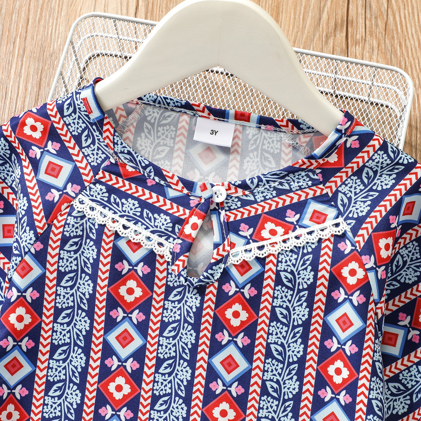 AliExpress spring and autumn long-sleeved girl dress ethnic style striped European and American girl dress small and medium princess dress