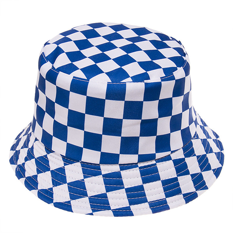 New Fashion Plaid Printed Fisherman Hat Spring Summer Men Ladies Sun Hat Reversible Outdoor Beach Hiking Fishing Hat