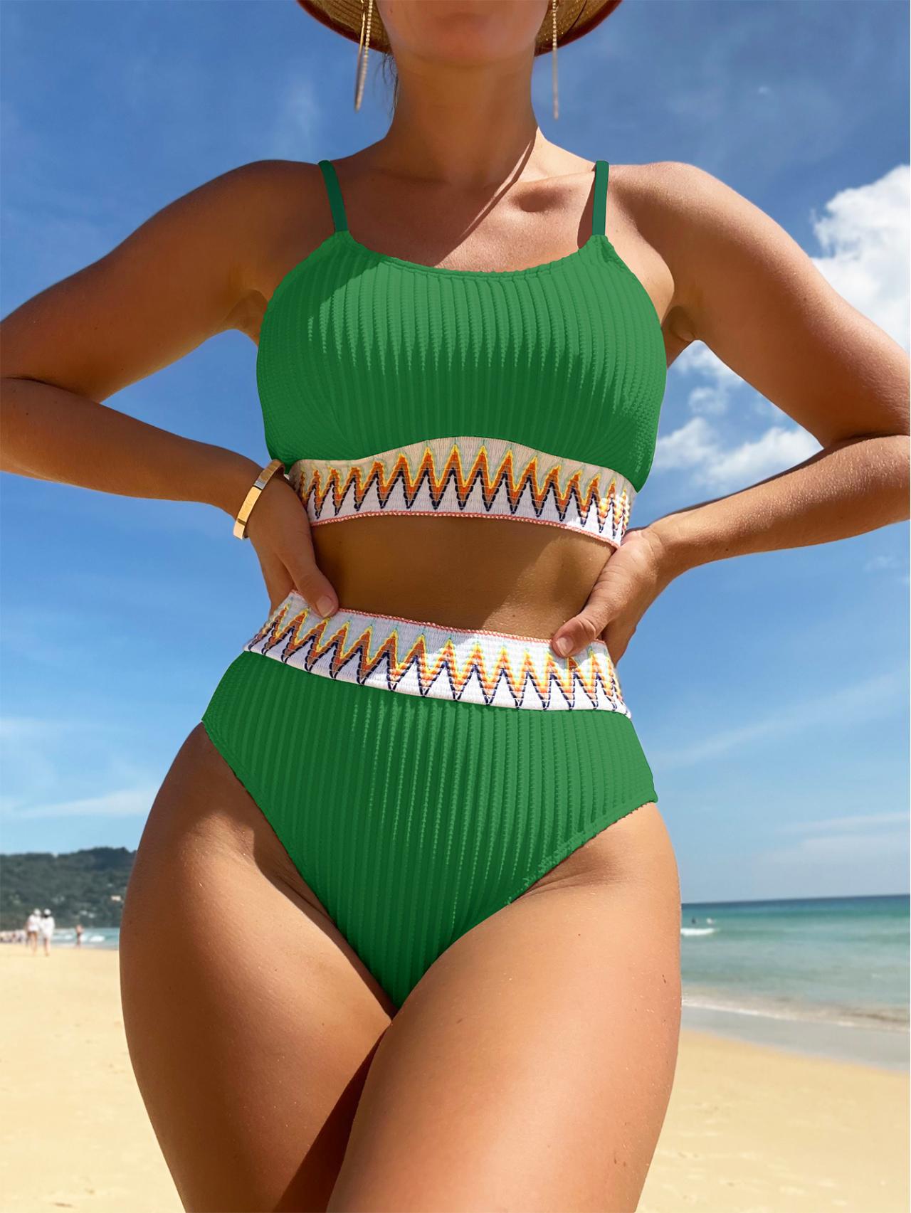 New bikini fashion ladies split sleeveless European and American swimsuit with chest pad swimsuit