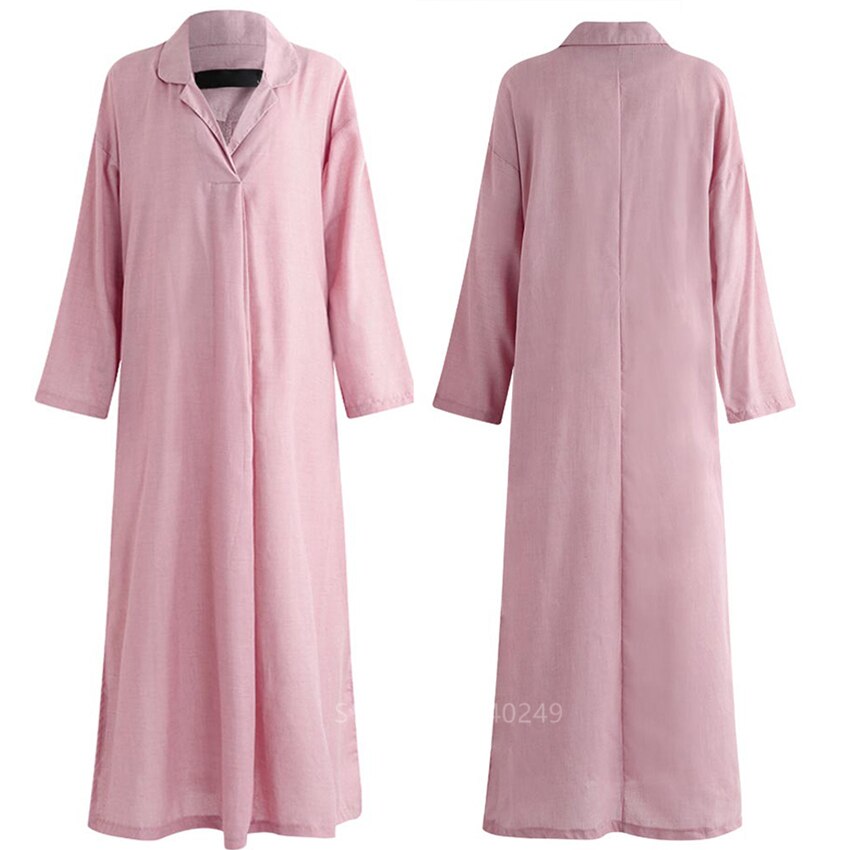 Long Sleeve Dress Loose Plus Size Shirt Dress Boho Ankle Dress