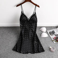 Sexy Sleeveless Strap Nightgown Summer Womens Lace Nightdress Satin V-Neck Backless Nighty Gown Lounge Sleep Dress Sleepwear