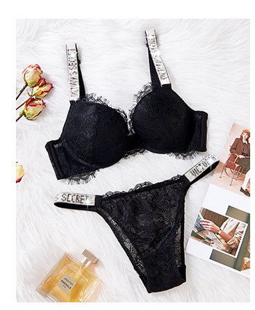 Gathering Girls Underwear Adjustable Lace Hot Diamond Bra Underwear Set