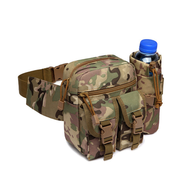 New Outdoor Waist Bag Men's Tactical Water Bottle Waterproof Mole Camouflage Hunting Hiking Climbing Nylon Mobile Phone Belt Bag