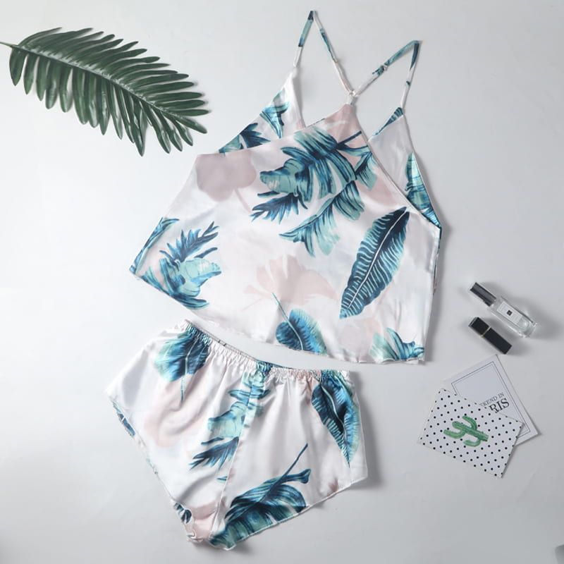 Women's summer simulation silk hanging tape pajamas vest nightdress home service life underwear cross-border supply new 7362