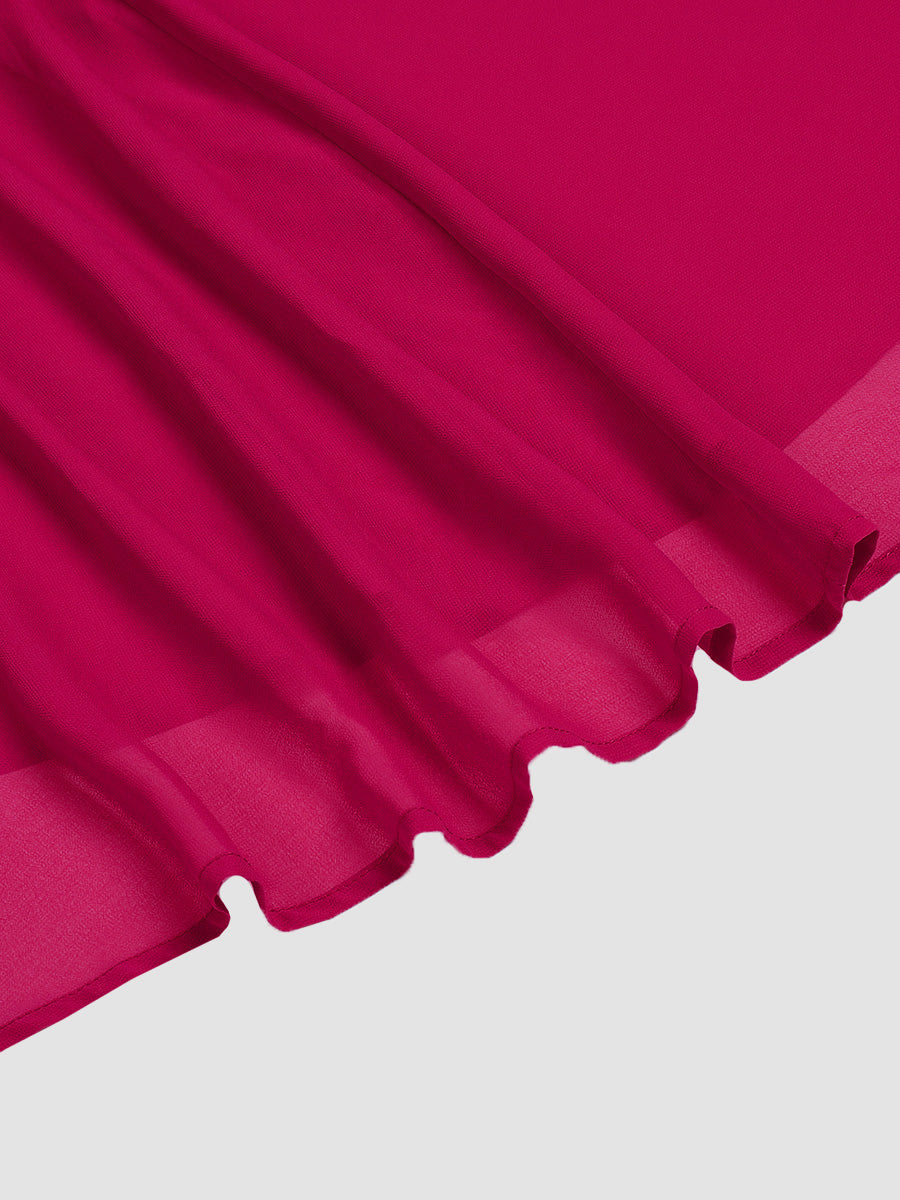 Rose Red Elegant Chiffon  Dress