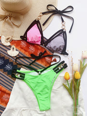 Chan double new bikini color matching swimsuit European and American swimsuit ladies suit swimwear strap bikini6137