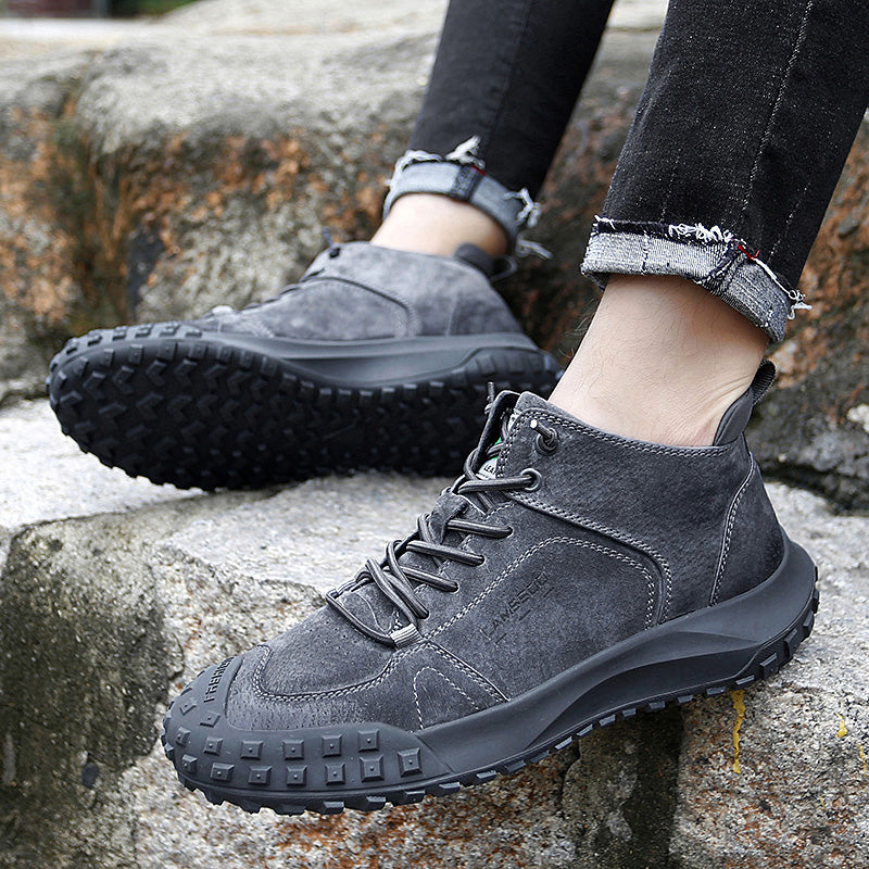 Men's shoes warm winter outdoor leather hiking shoes men's sports casual shoes  hiking tooling shoes