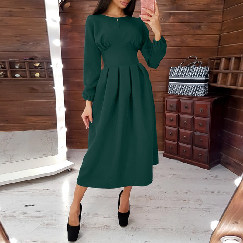 ZANZEA French Elegant Midi Dress Women Fashion Solid Robe Femme 2022 Autumn Party Bodycon Vestidos Lady OL  A Line Dresses