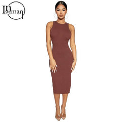 INWOMAN Summer Bodycon Dresses For Women 2021 Sundress Black White Dress Ribbed Knitted Short Wrap Party Ladies Midi Dress