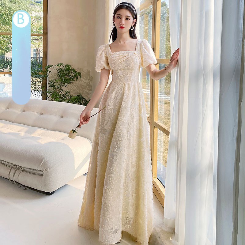 Best-selling new champagne bridesmaid dresses 2022 new spring long-sleeved high-quality niche sister group dress skirt women can usually wear