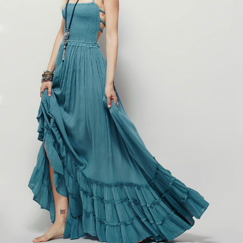 تنورة الشاطئ 2023 فستان مثير بوهو البوهيمي مهرجان الصيف طويل بدون ظهر القطن المرأة فستان حفلة الهبي العرقية 