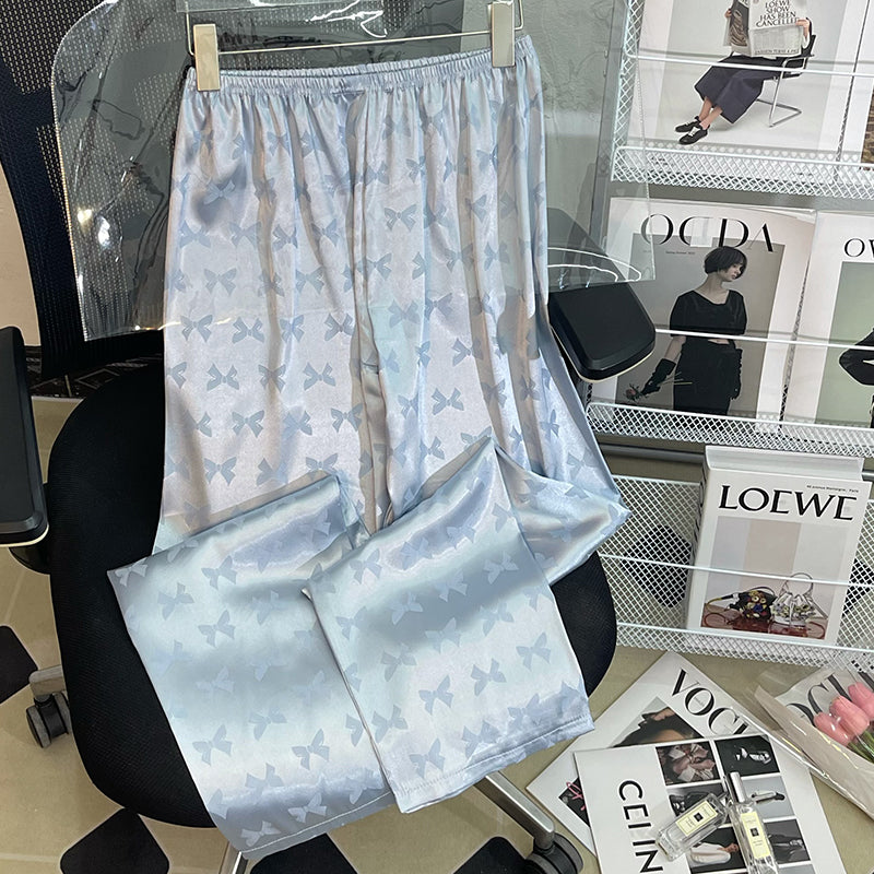 Spring and autumn new women's silk ice silk long-sleeved home clothes thin section  silk suit