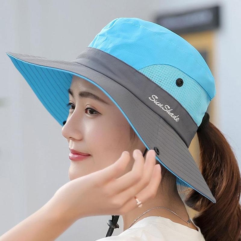 3q Fishing Hat Sun Protection UPF 50+ Sun Hat Bucket Summer Men Women Large Wide Brim Bob Hiking Outdoor Hat with Chain Strap