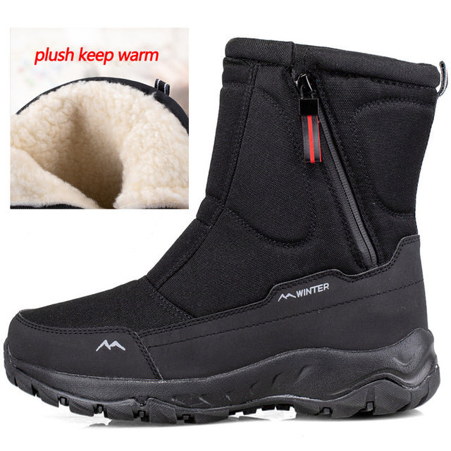 Outdoor men's large size snow boots thickened ski boots cold and windproof cotton boots hiking boots