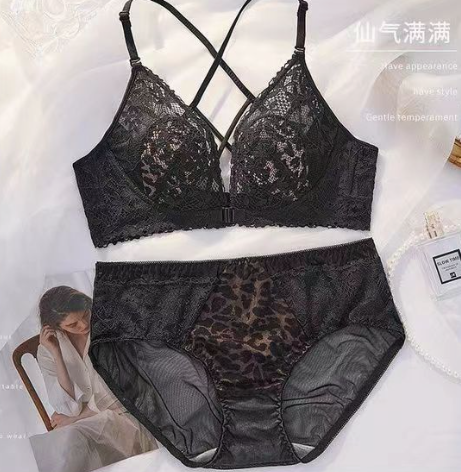 Front buckle underwear women's  rabbit ears big breasts show small summer small breasts gather breasts sexy  desire suit