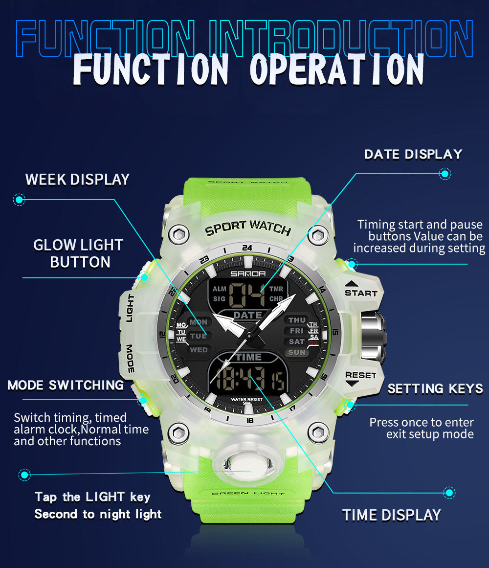 SANDA 6126   Men Watches 50M Waterproof Sports Military Watch Digital  Wristwatch