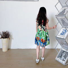 New style skirt abstract girl bohemian dress European and American style retro suspender skirt