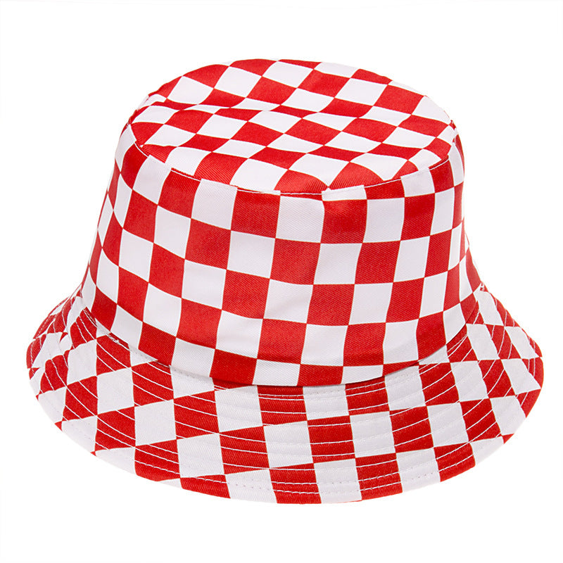 New Fashion Plaid Printed Fisherman Hat Spring Summer Men Ladies Sun Hat Reversible Outdoor Beach Hiking Fishing Hat