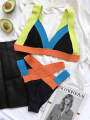 Europe and the United States new color bandage bikini sexy high-elastic hit color swimsuit triangle bag swimsuit
