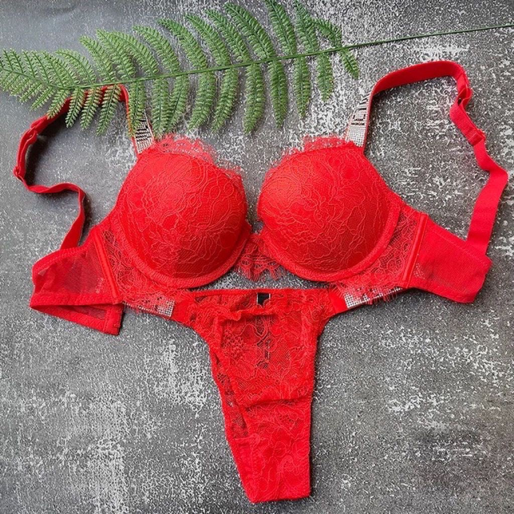 Gathering Girls Underwear Adjustable Lace Hot Diamond Bra Underwear Set