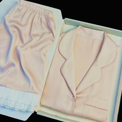 Ladies Sexy Sweet   Snow Silk Short Sleeve Shorts Silky Casual Homewear Set